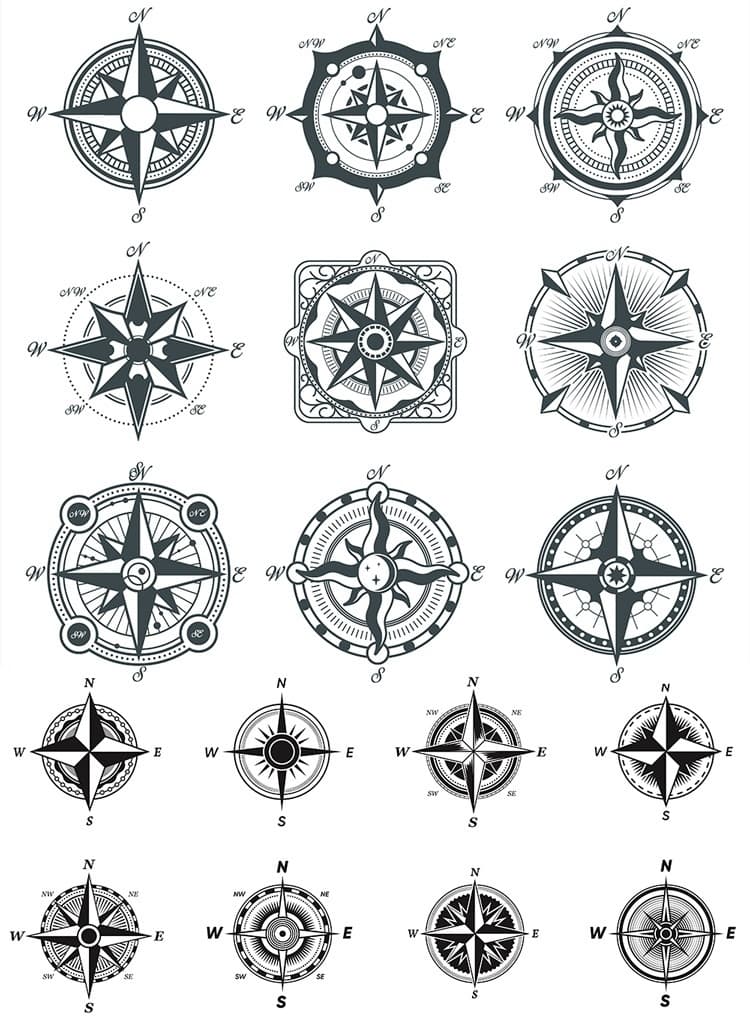 Nautical Compass Rose Vector Collection for Laser Cutting
