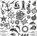 Nautical Elements Vector Set for Laser Cutting