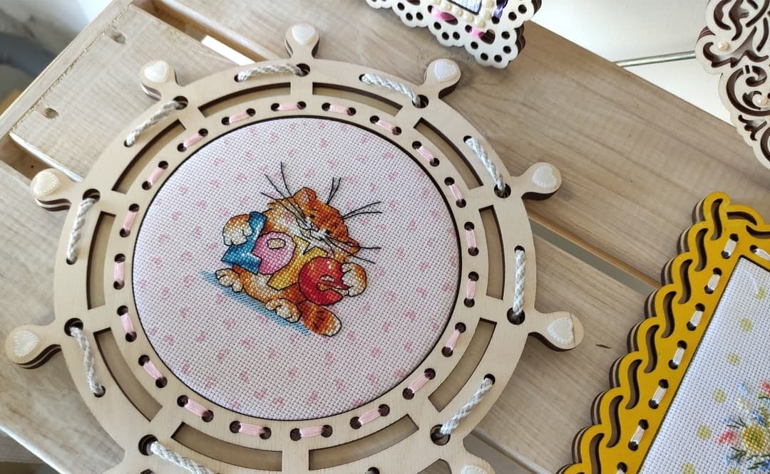 Nautical Ship Wheel Embroidery Frame Laser Cut Vector File