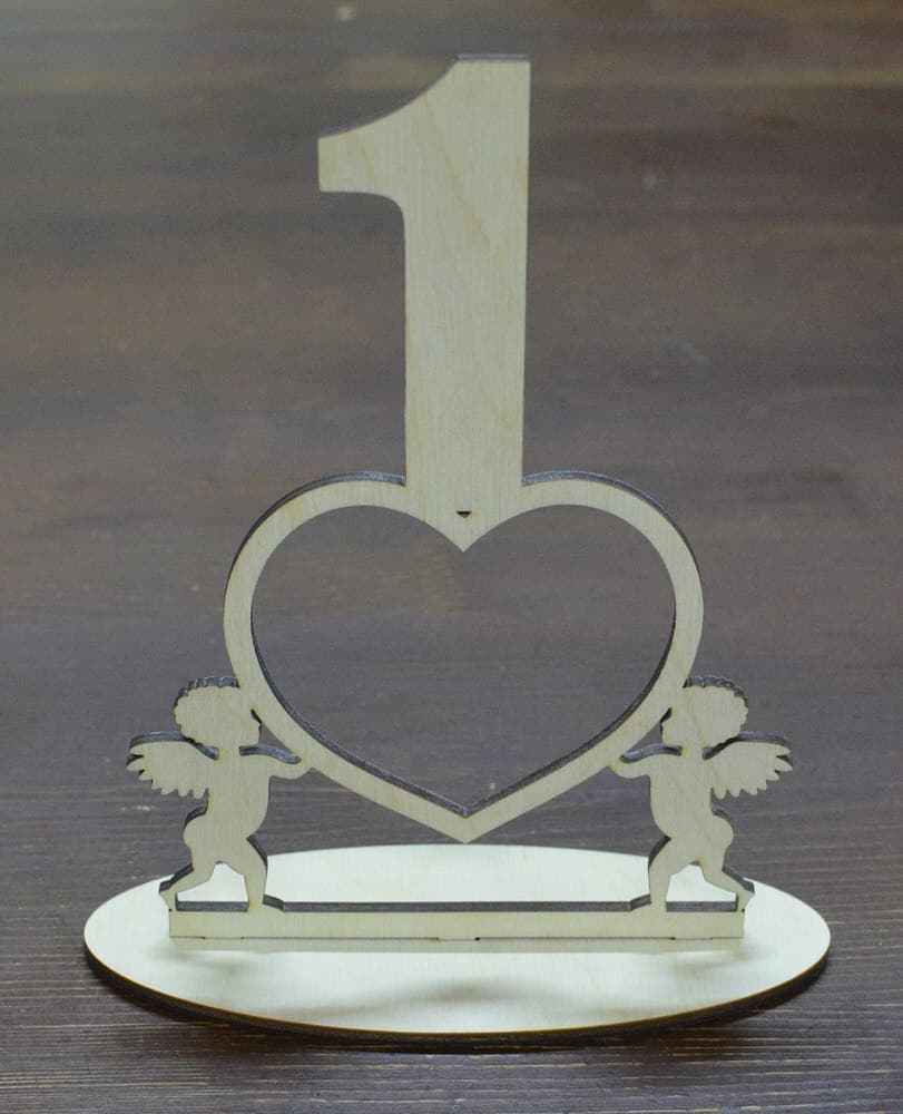 Number One Table Centerpiece with Cherubs Laser Cut Vector File