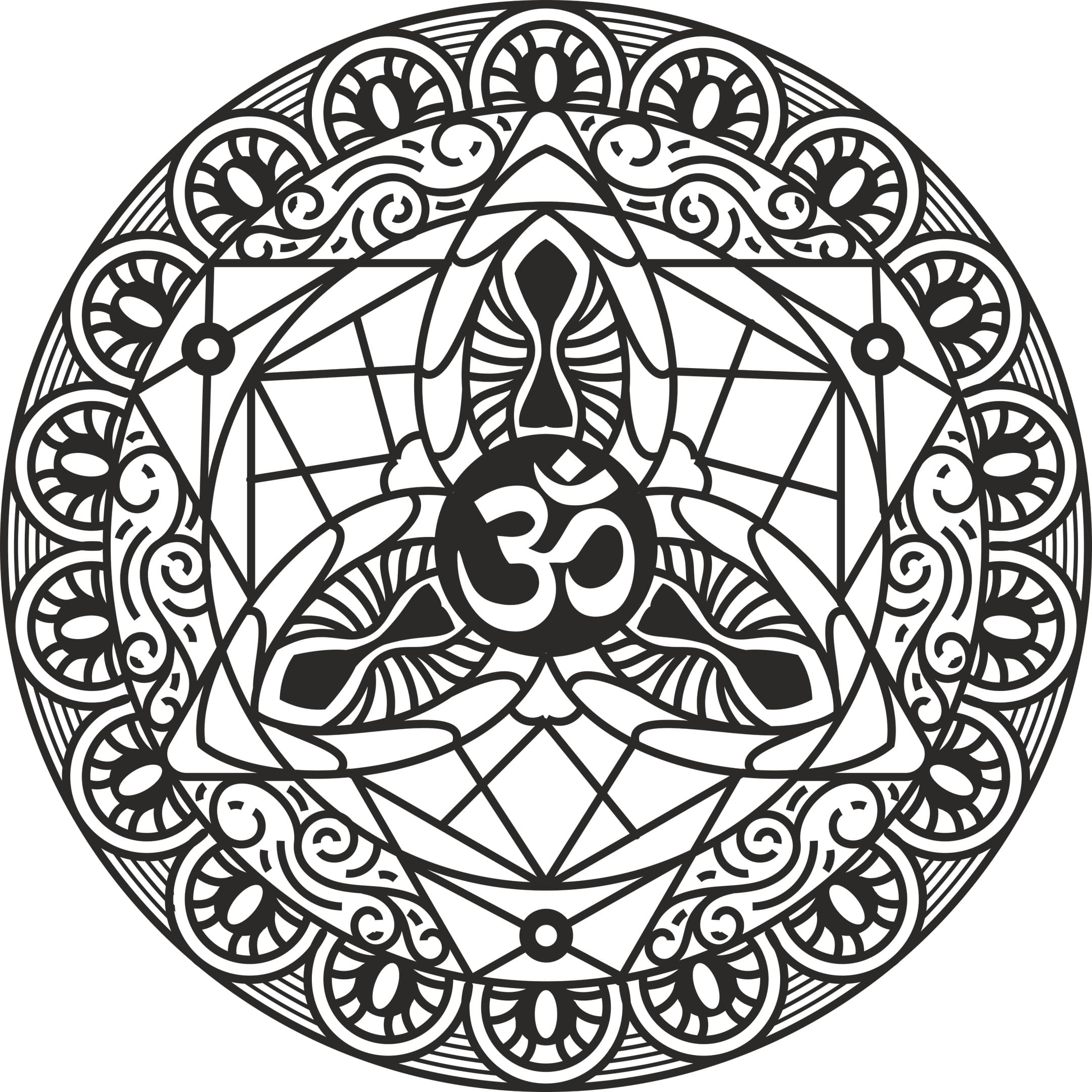 Om Symbol Mandala Laser Cut Vector File