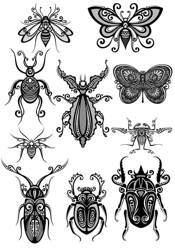 Ornamental Insect and Butterfly Vector Pack for Laser Cutting
