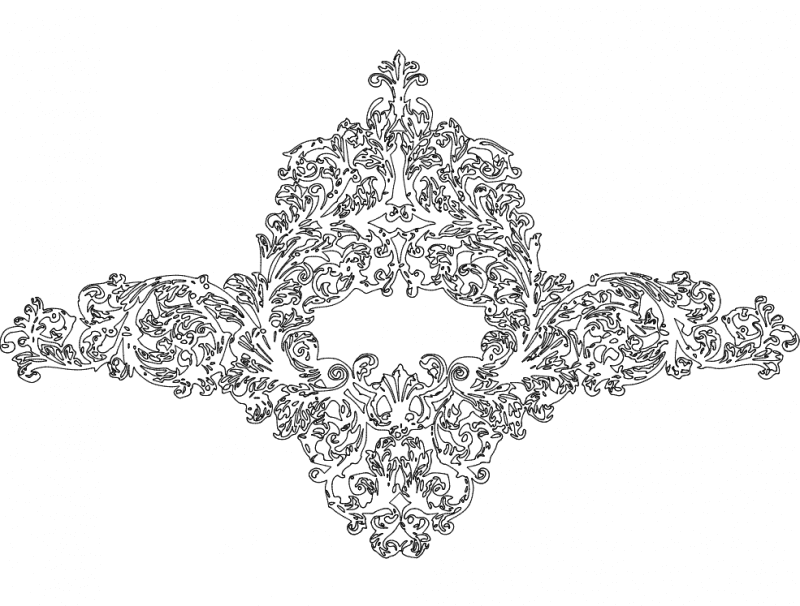 Ornate Baroque Scrollwork Panel Vector DXF File