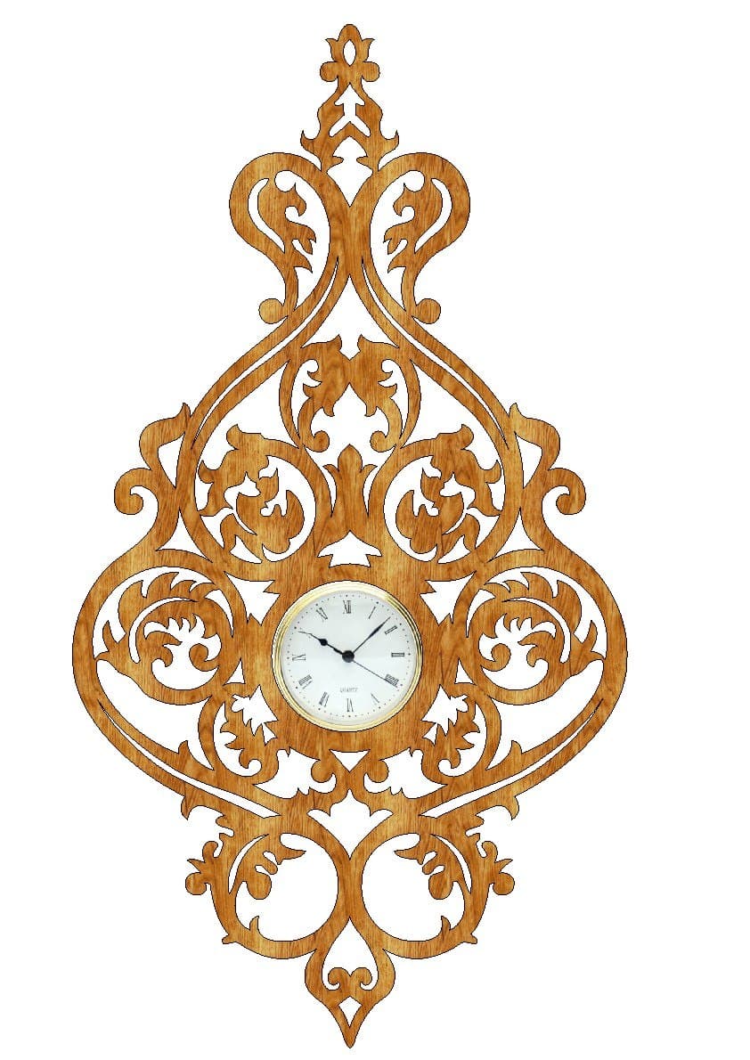 Ornate Baroque Wall Clock Vector Design for Laser Cutting