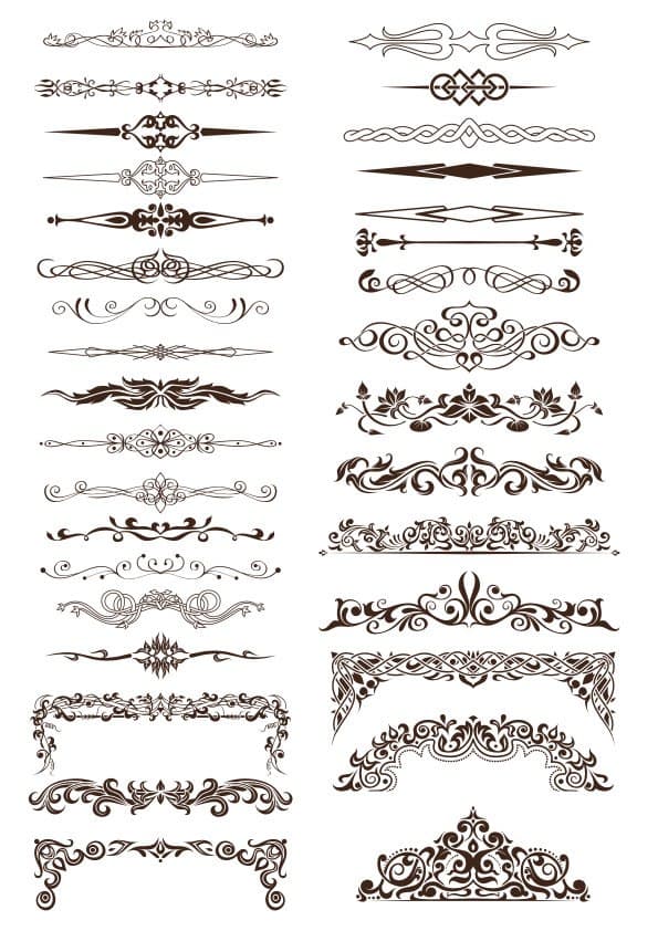 Ornate Decorative Dividers and Vintage Borders Vector Set