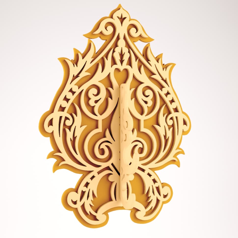 Ornate Decorative Wall Hook Laser Cut Vector File (DXF)