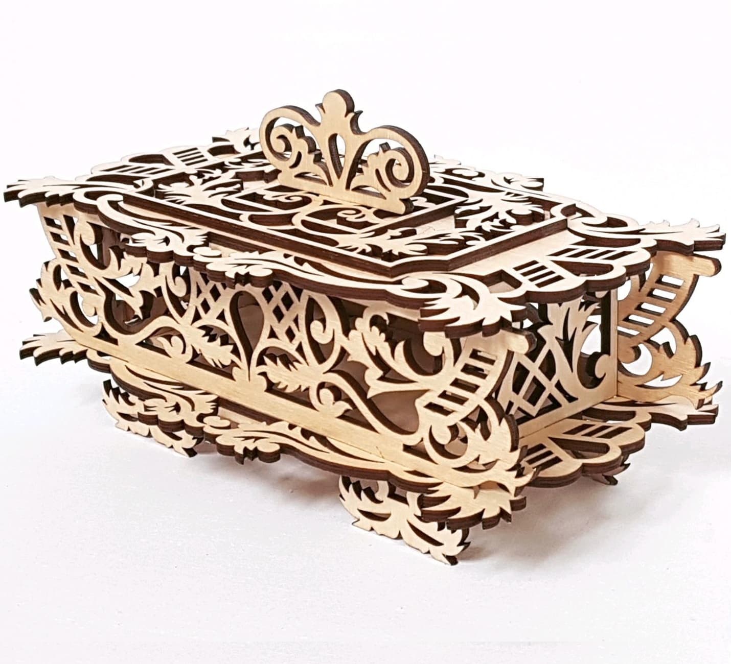 Ornate Decorative Wooden Box with Lid Laser Cut DXF File