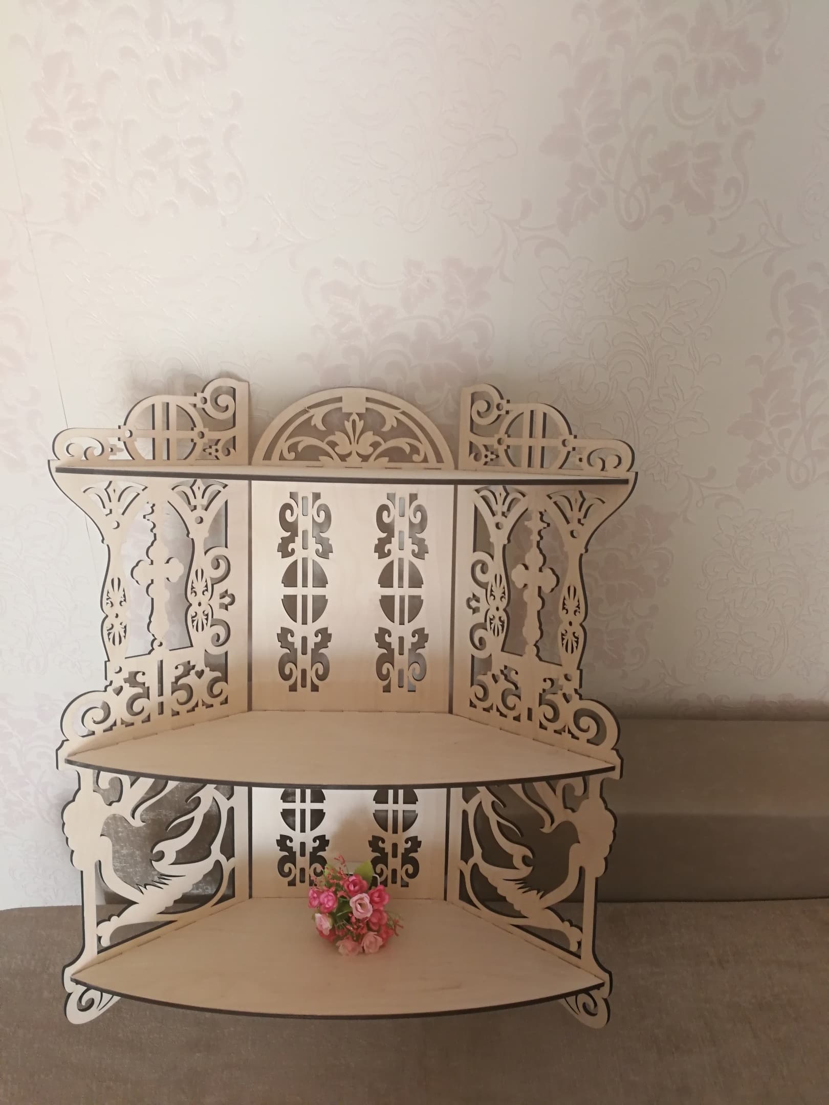 Ornate Laser Cut Corner Iconostasis Wooden Shelf CDR File