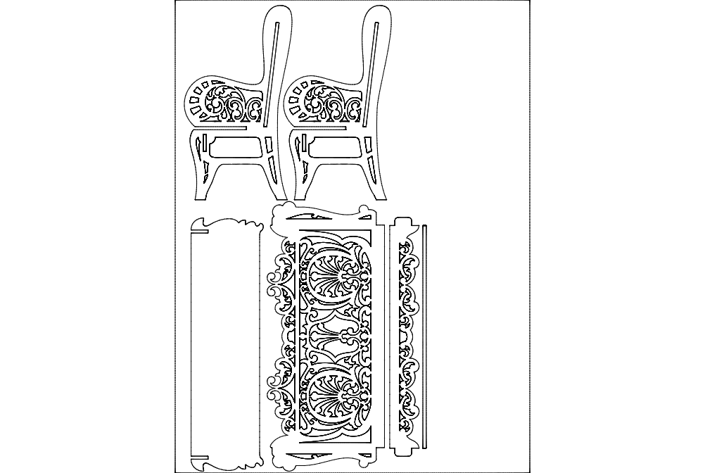 Diseño de Banco de Jardín en Miniatura en DXF para Corte Láser