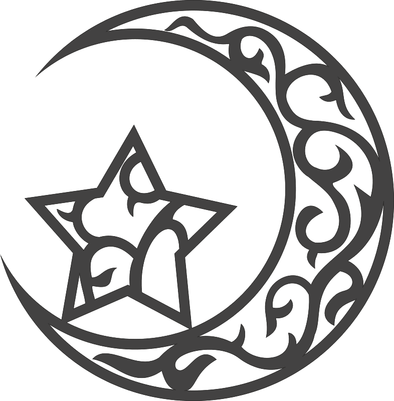 Ornate Moon and Star Decorative Laser Cut Vector File