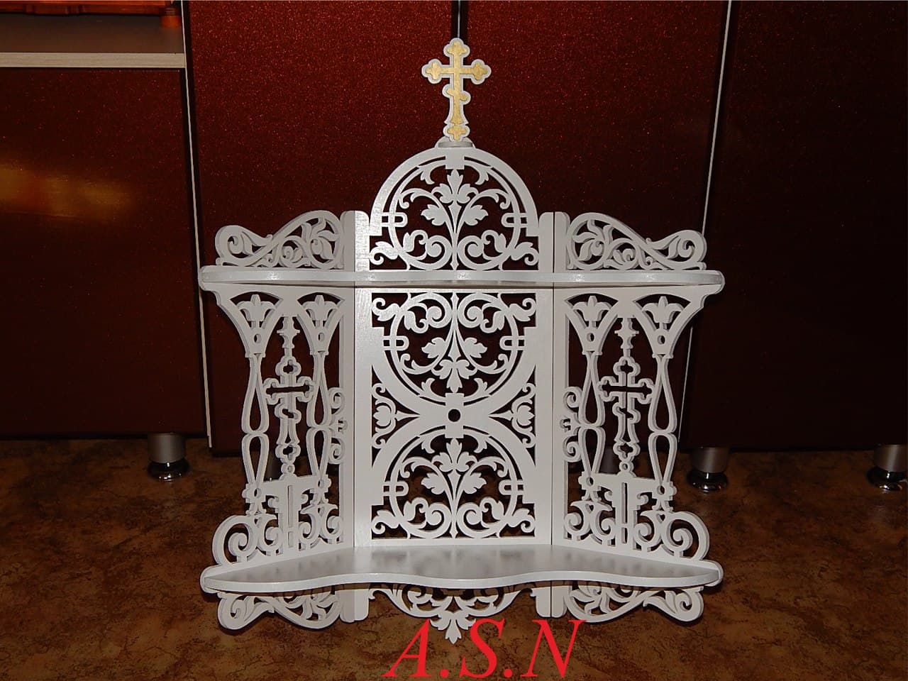 Ornate Orthodox Icon Corner Shelf Laser Cut Vector File