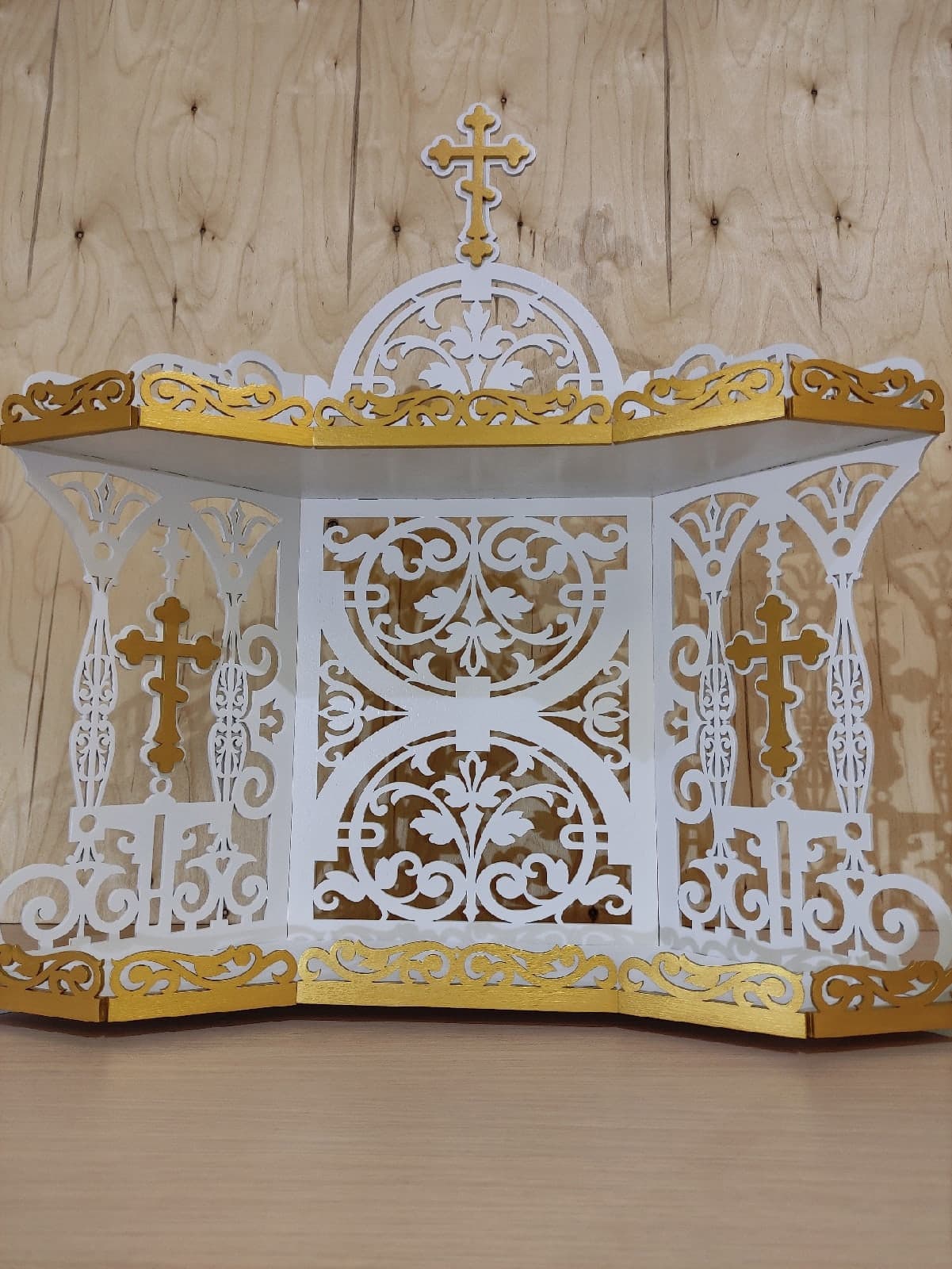 Ornate Orthodox Iconostasis Shelf Vector for Laser Cutting