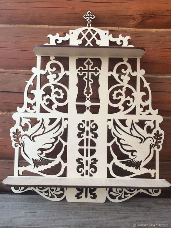 Ornate Religious Wall Shelf Laser Cut Vector File