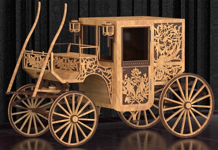 Ornate Stagecoach 3D Puzzle Laser Cut Files