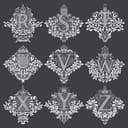 Ornate Vintage Monogram Letters R to Z Vector DXF CDR