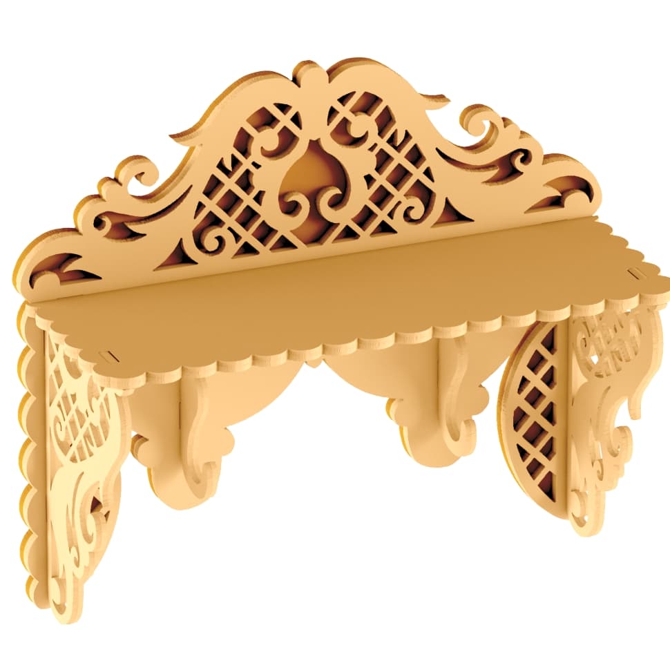 Ornate Wall Mounted Shelf Laser Cut Vector DXF File