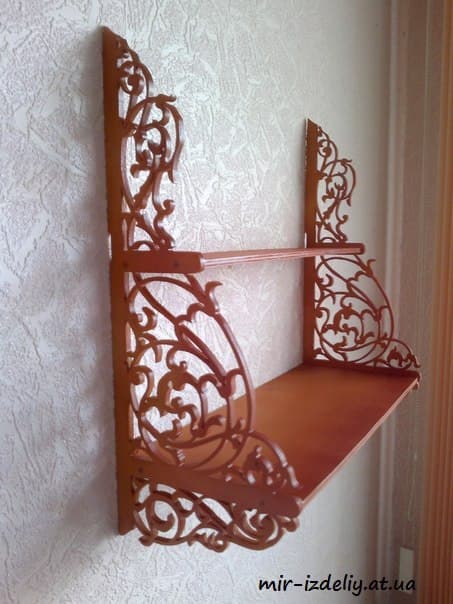 Ornate Wall Shelf with Filigree Brackets - Laser Cut DXF File