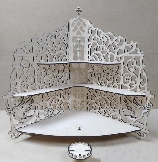 Ornate Wooden Corner Icon Shelf Laser Cut Vector File