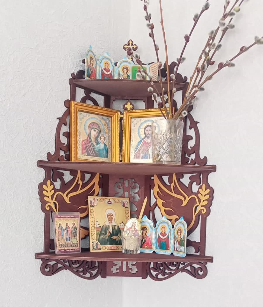 Ornate Wooden Corner Icon Shelf Laser Cut Vector File