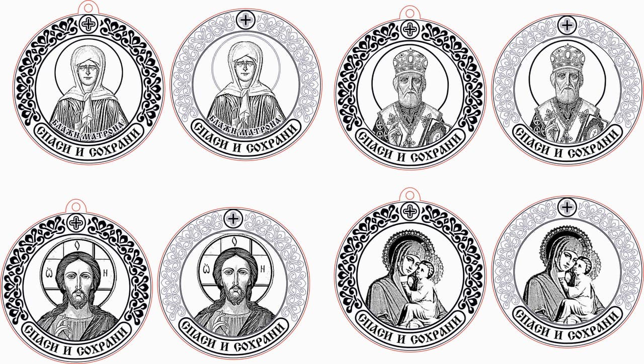 Orthodox Christian Icon Pendants Laser Cut Vector Files