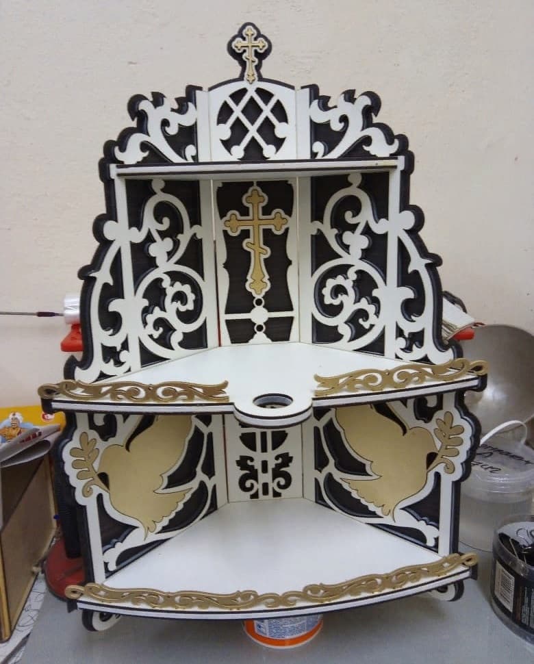Orthodox Icon Corner Shelf Laser Cut Vector Template (CDR)