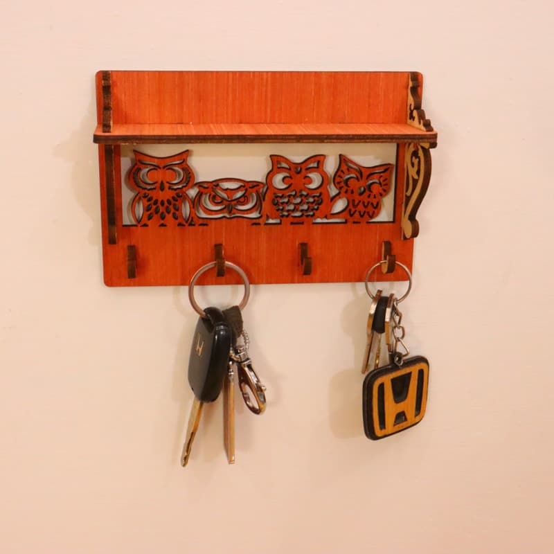 Owl Key Holder Wall Shelf Laser Cut Vector File DXF