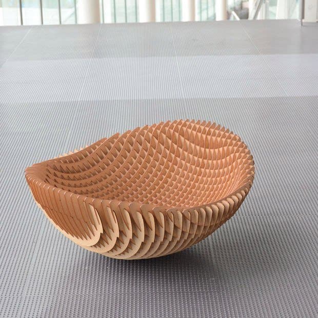Parametric Wavy Wooden Bowl Laser Cut Vector File