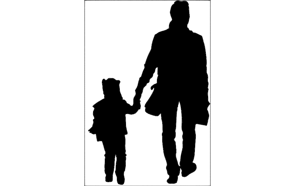 Silueta de Padre e Hijo Caminando Vector DXF