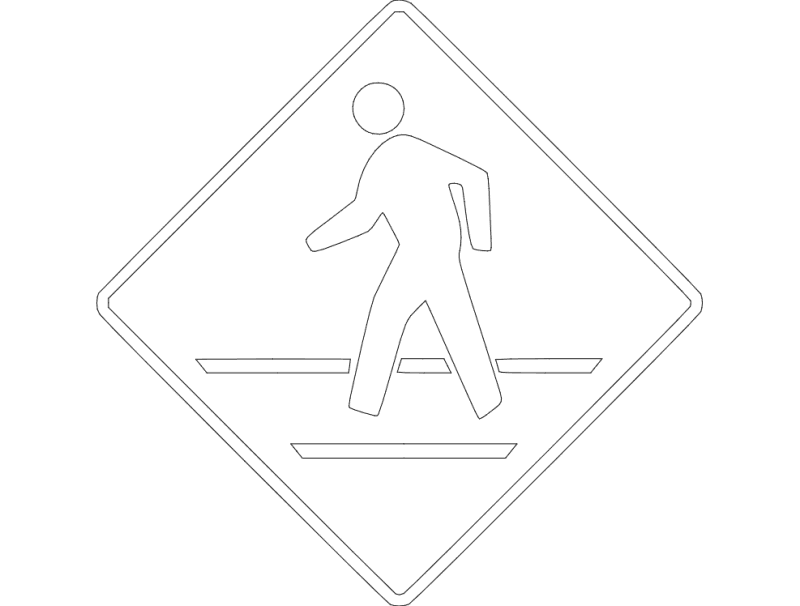 Pedestrian Crosswalk Warning Sign DXF Vector File