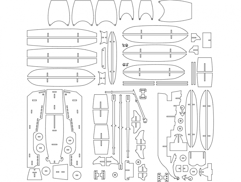 Pirate Ship 3D Puzzle Laser Cut Vector Plan DXF