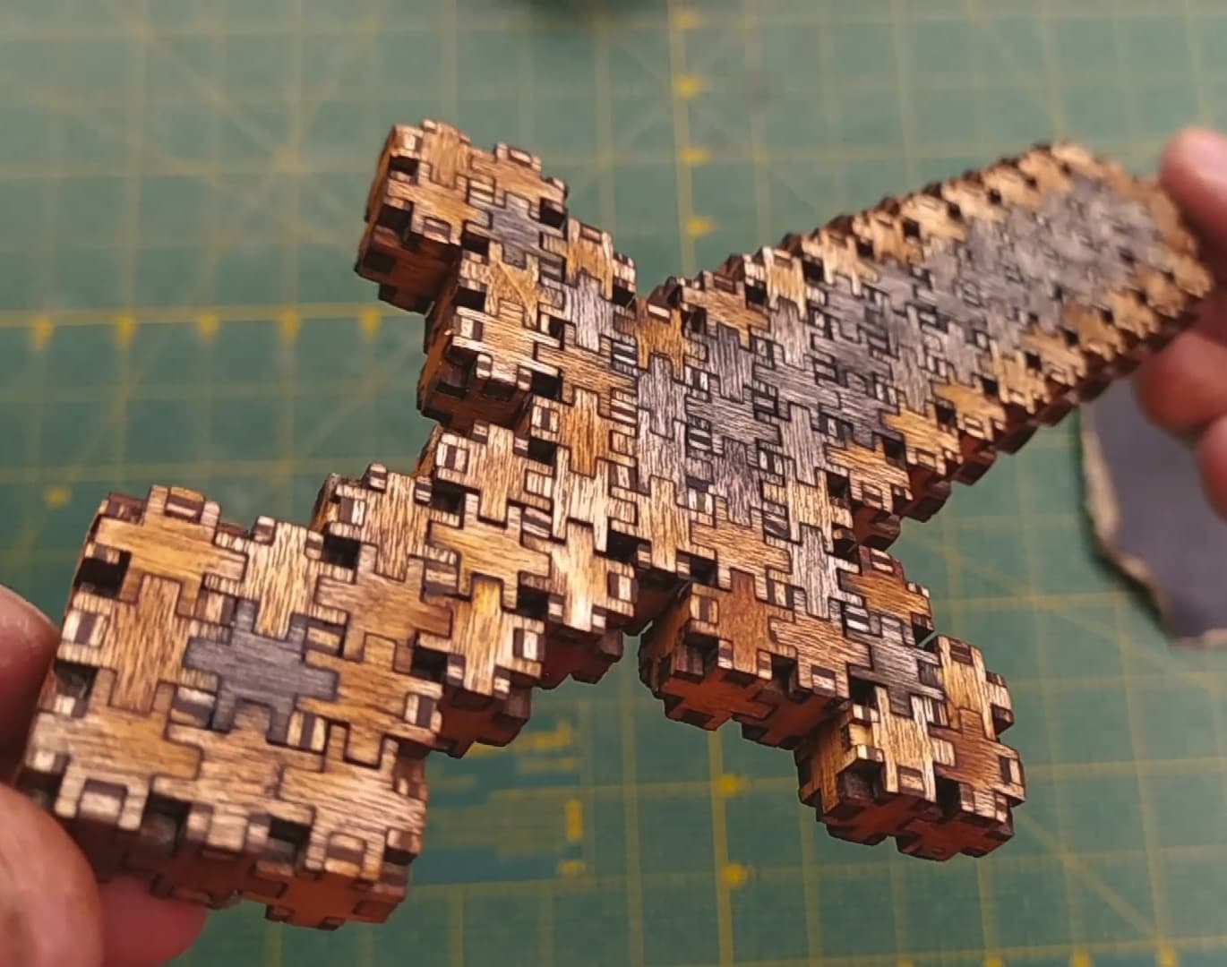 Pixel Sword 3D Puzzle Laser Cut Vector File (DXF)