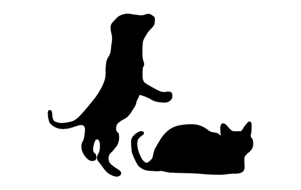 Playful Dog and Resting Cat Vector DXF for Laser Cutting