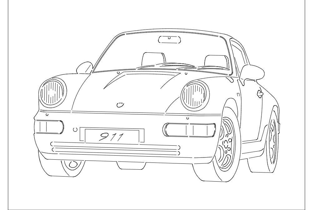 Porsche 911 Sports Car Vector Design - Free DXF File