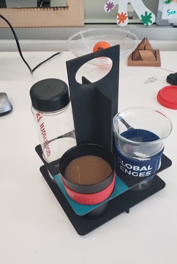 Portable 3-Cup Coffee Caddy Laser Cut Vector DXF File