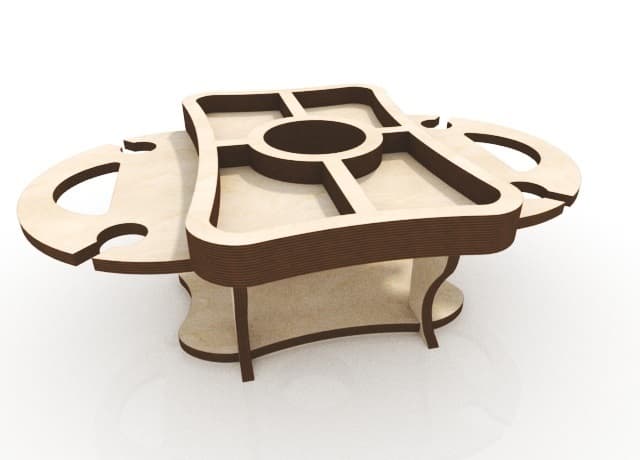 Portable Wooden Wine Picnic Table Laser Cut Vector File