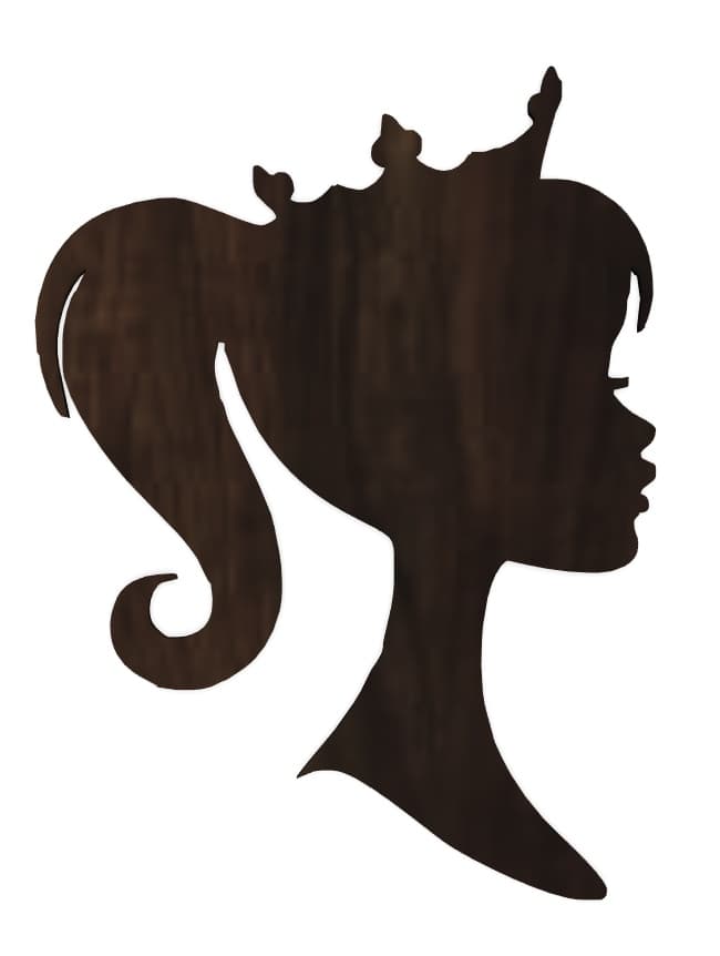 Princess Silhouette with Crown Laser Cut Vector Design