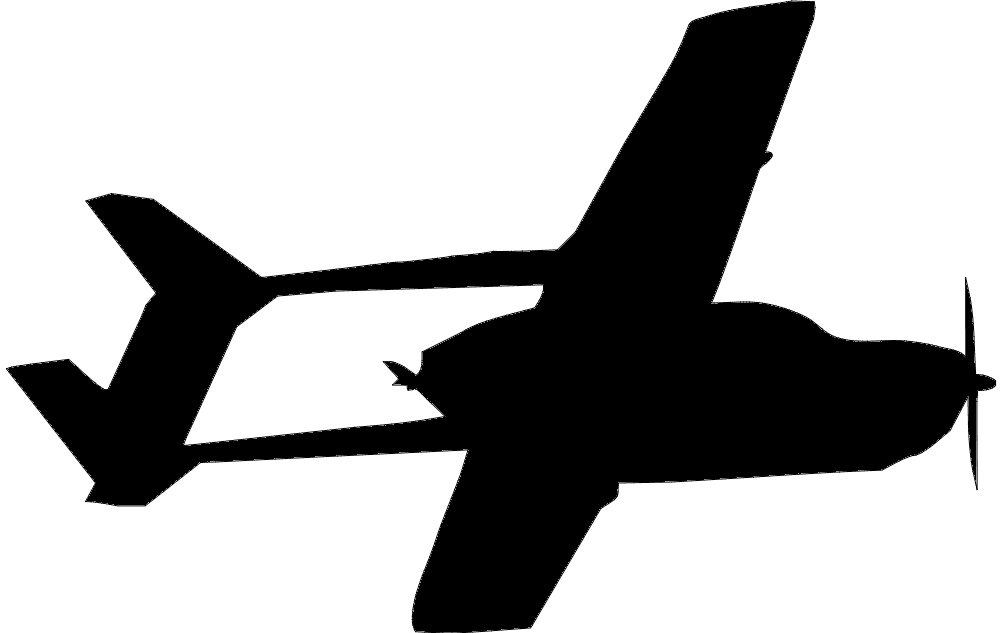 Private Propeller Aircraft Silhouette DXF File for Laser Cutting