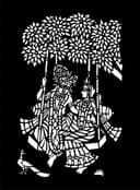Radha Krishna on Swing Vector File for Laser Cutting (DXF)
