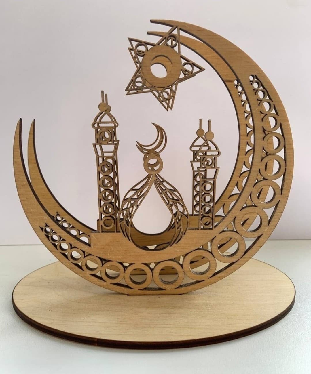Ramadan Crescent Moon and Mosque Table Decor Laser Cut File DXF