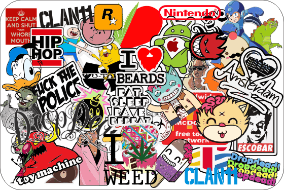Random Sticker Bomb Collage Vector File for Laser Cutting