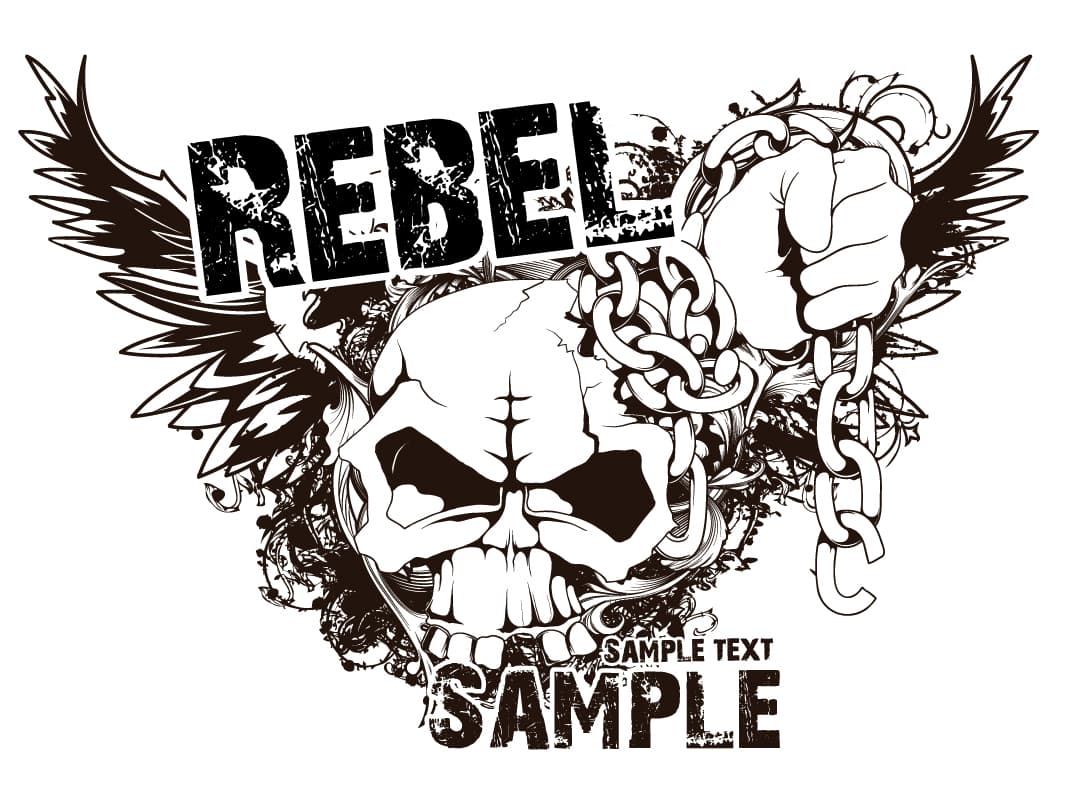 Rebel Skull with Wings and Chains Vector Design (EPS)