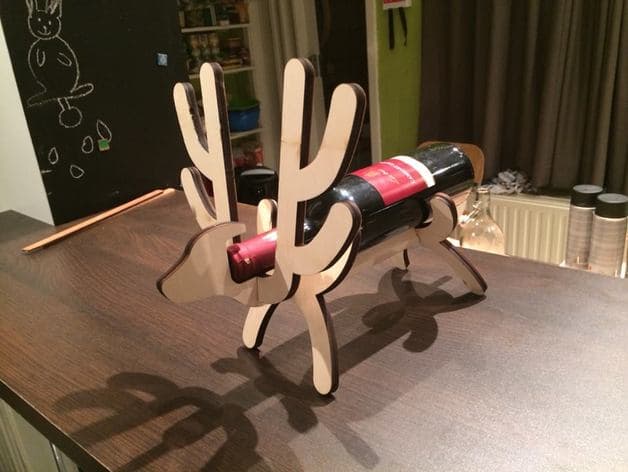 Reindeer Wine Bottle Holder Laser Cut SVG Vector File