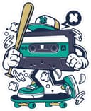Vector de Personaje Casete Skater para Corte Láser e Impresión