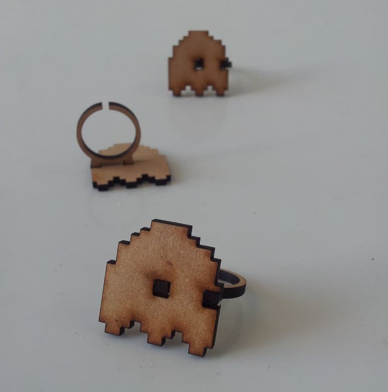 Retro Pixel Alien Ring Laser Cut Vector File (DXF)