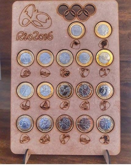 Rio 2016 Olympic Coin Display Stand Laser Cut Vector File