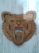 Archivo Vectorial de Cabeza de Oso Rugiendo en 3D para Corte Láser