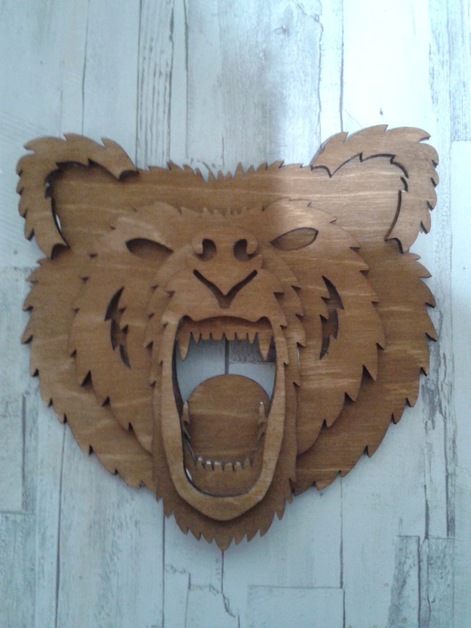 Roaring Grizzly Bear Head 3D Layered Laser Cut Vector File