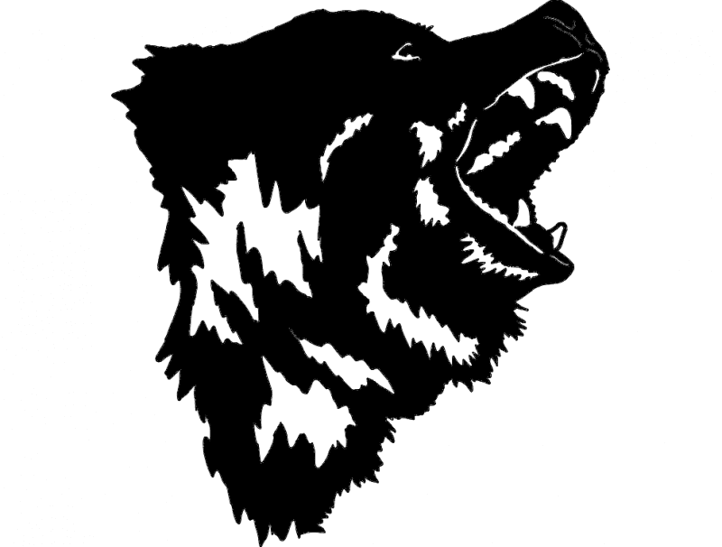 Roaring Grizzly Bear Head Vector for Laser Cutting DXF