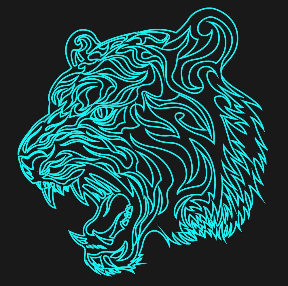 Roaring Tiger Head Vector Art for Laser Cutting (CDR)