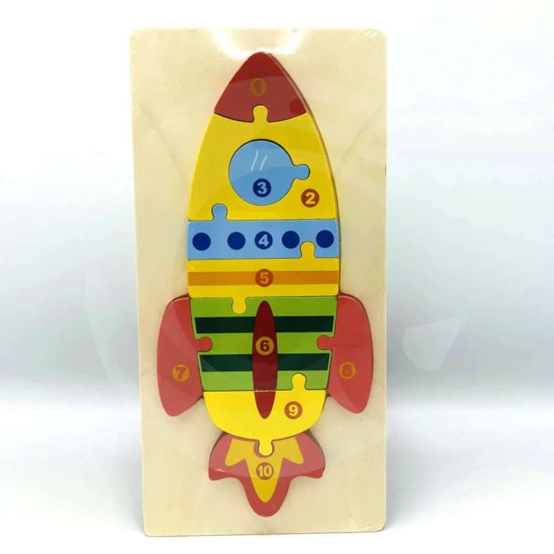 Rocket Ship Number Puzzle Laser Cut Vector File